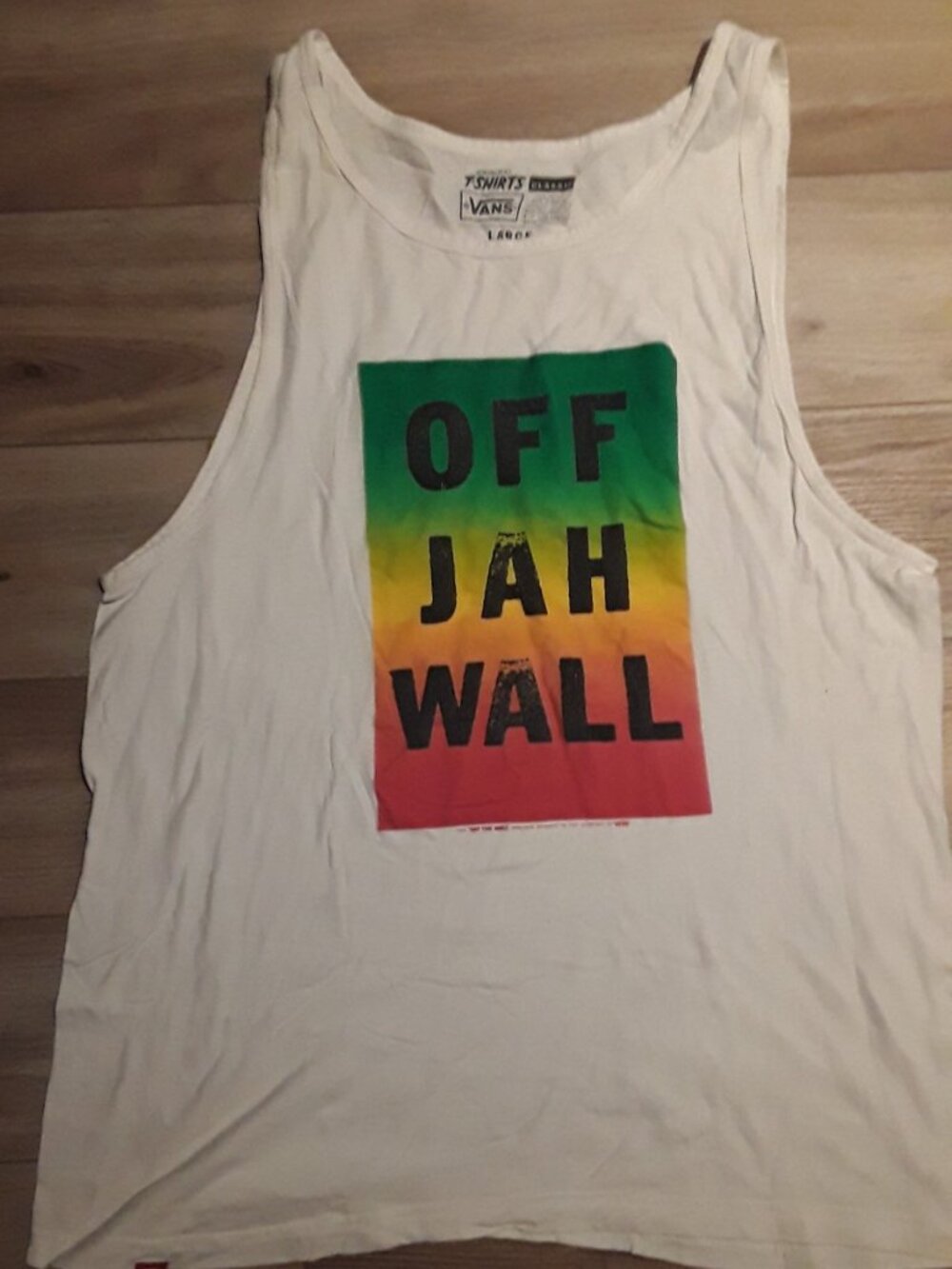 VANS Classic "Off Jah Wall" Rasta Tank Top Mens Large White